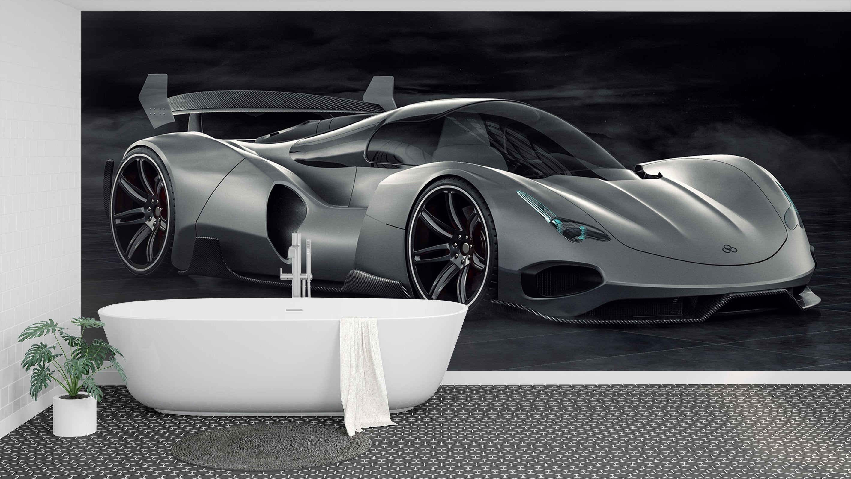 3D Black Sports Car Side 966 Vehicle Wall Murals Wallpaper AJ Wallpaper 2