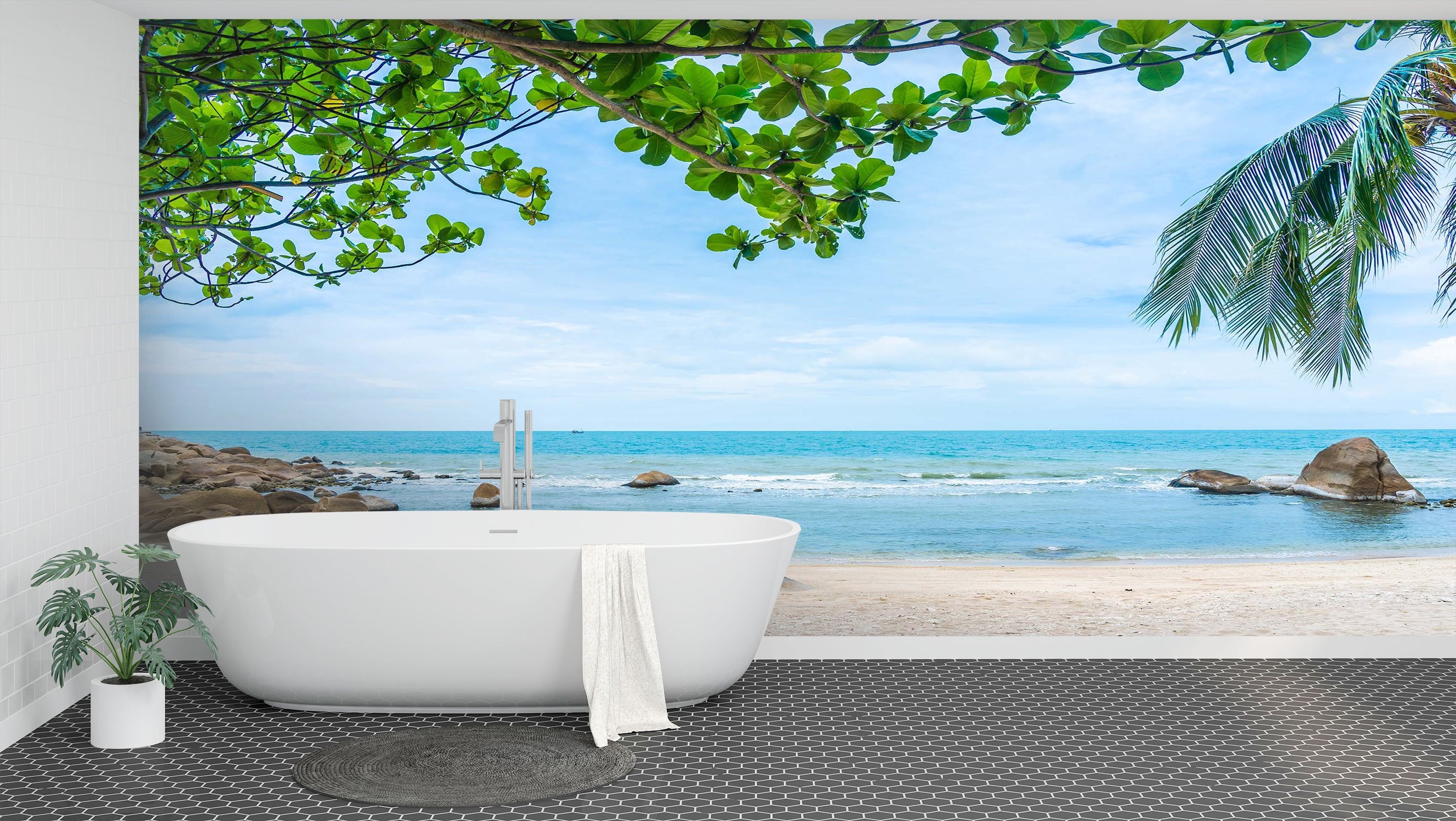 3D Beach Stone Sea 134 Wall Murals Wallpaper AJ Wallpaper 2
