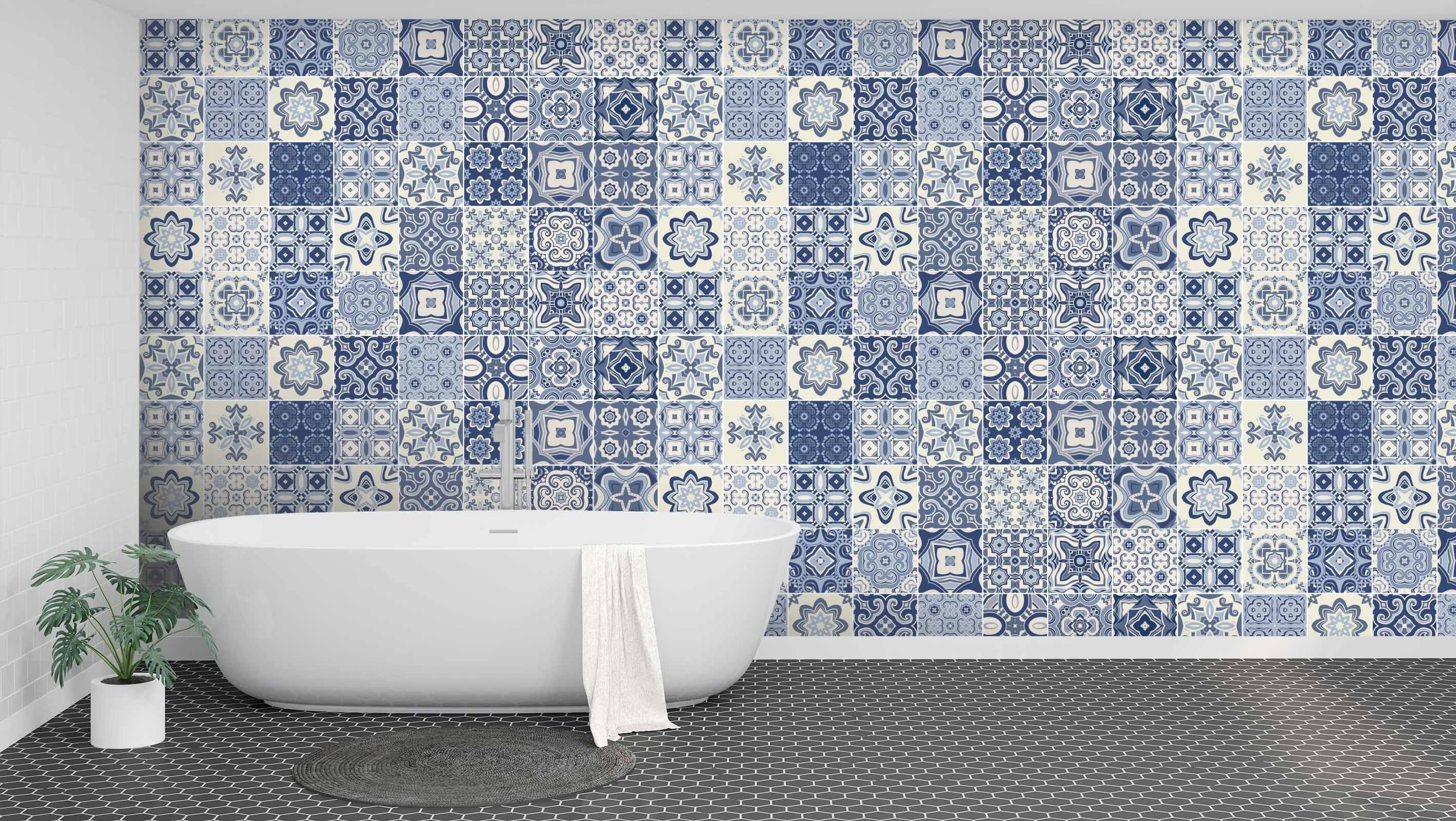 3D Blue Handmade Mosaic Pattern 099 Marble Tile Texture Wallpaper AJ Wallpaper 2