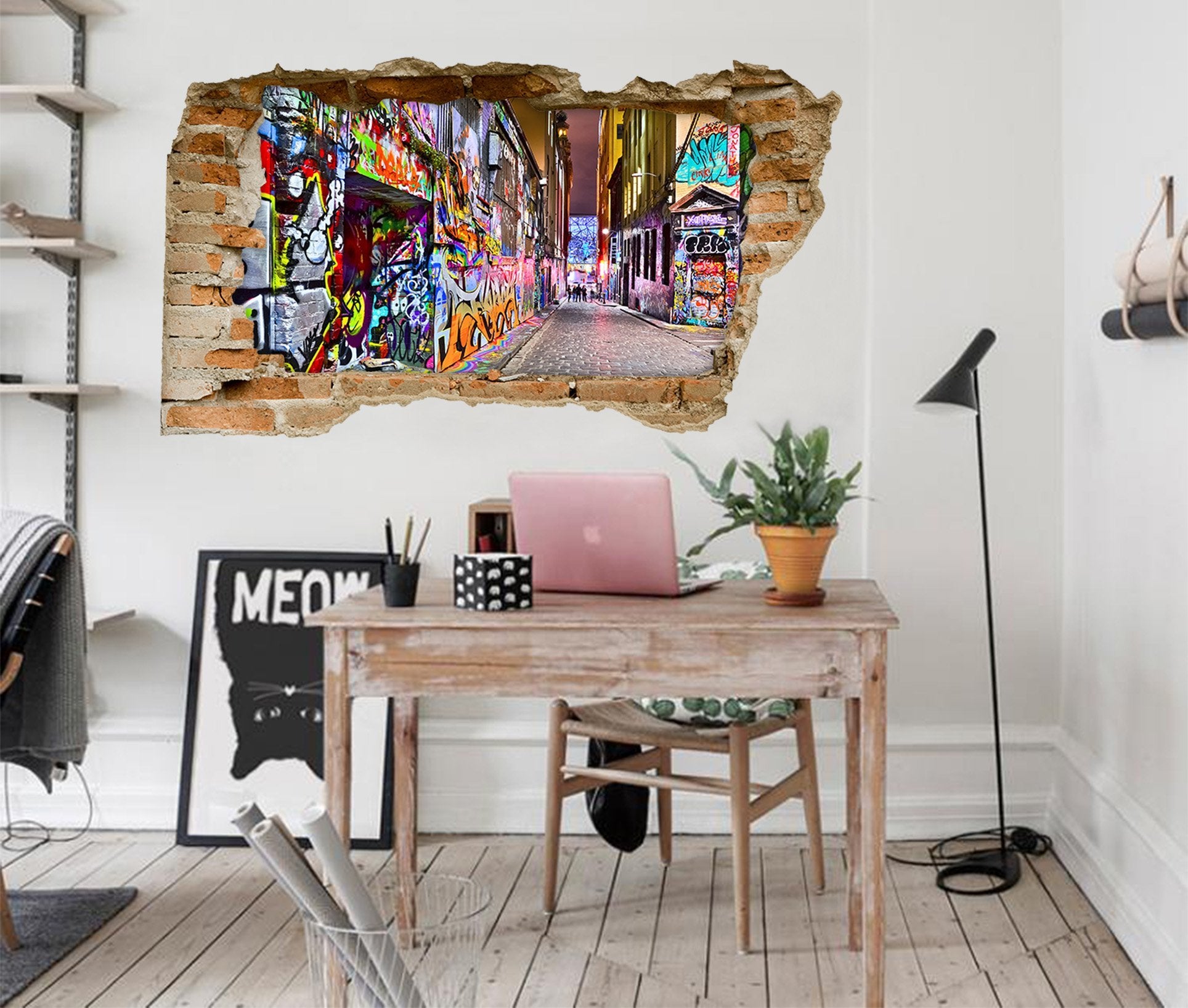 3D Pretty Graffiti Alley 089 Broken Wall Murals Wallpaper AJ Wallpaper