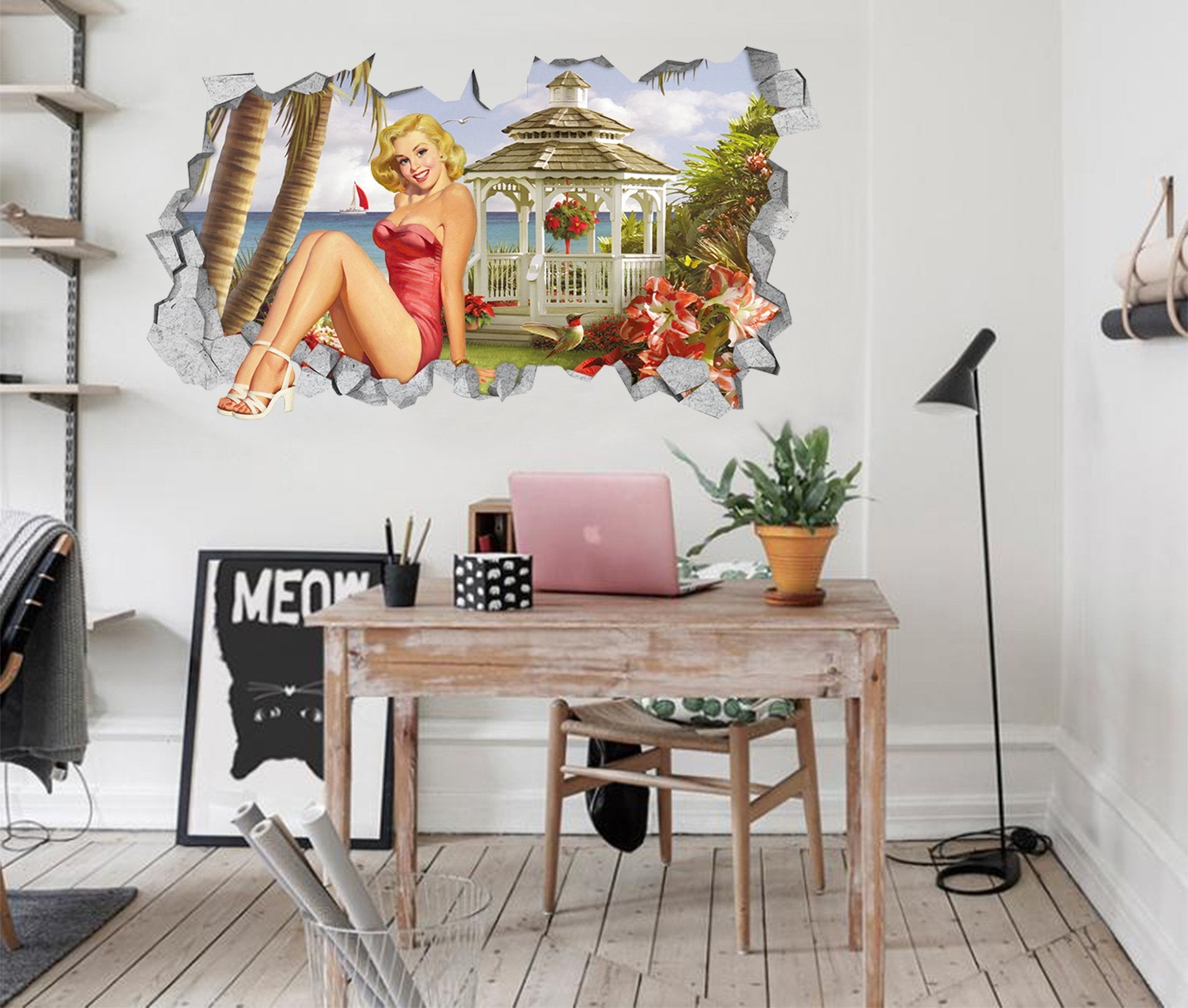 3D Seaside Beauty 007 Broken Wall Murals Wallpaper AJ Wallpaper