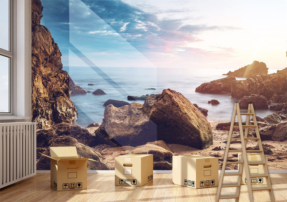 3D Stone Beach Sky 923 Wallpaper AJ Wallpaper