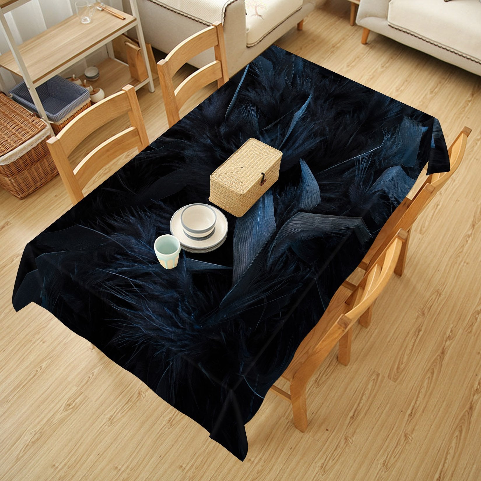 3D Dark Blue Fluff 5 Tablecloths Wallpaper AJ Wallpaper