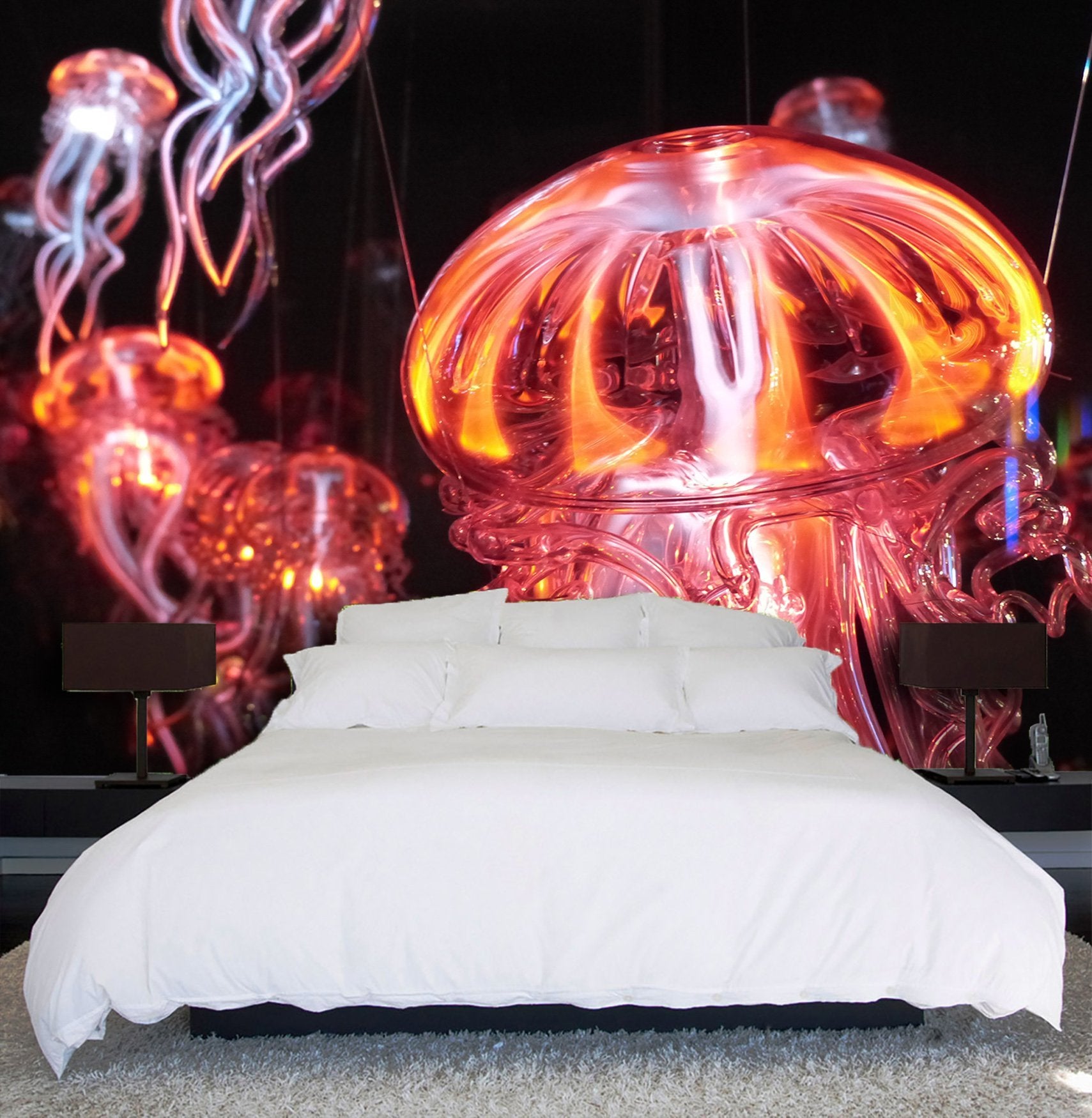 3D Red Transparent Jellyfish 104 Wallpaper AJ Wallpaper