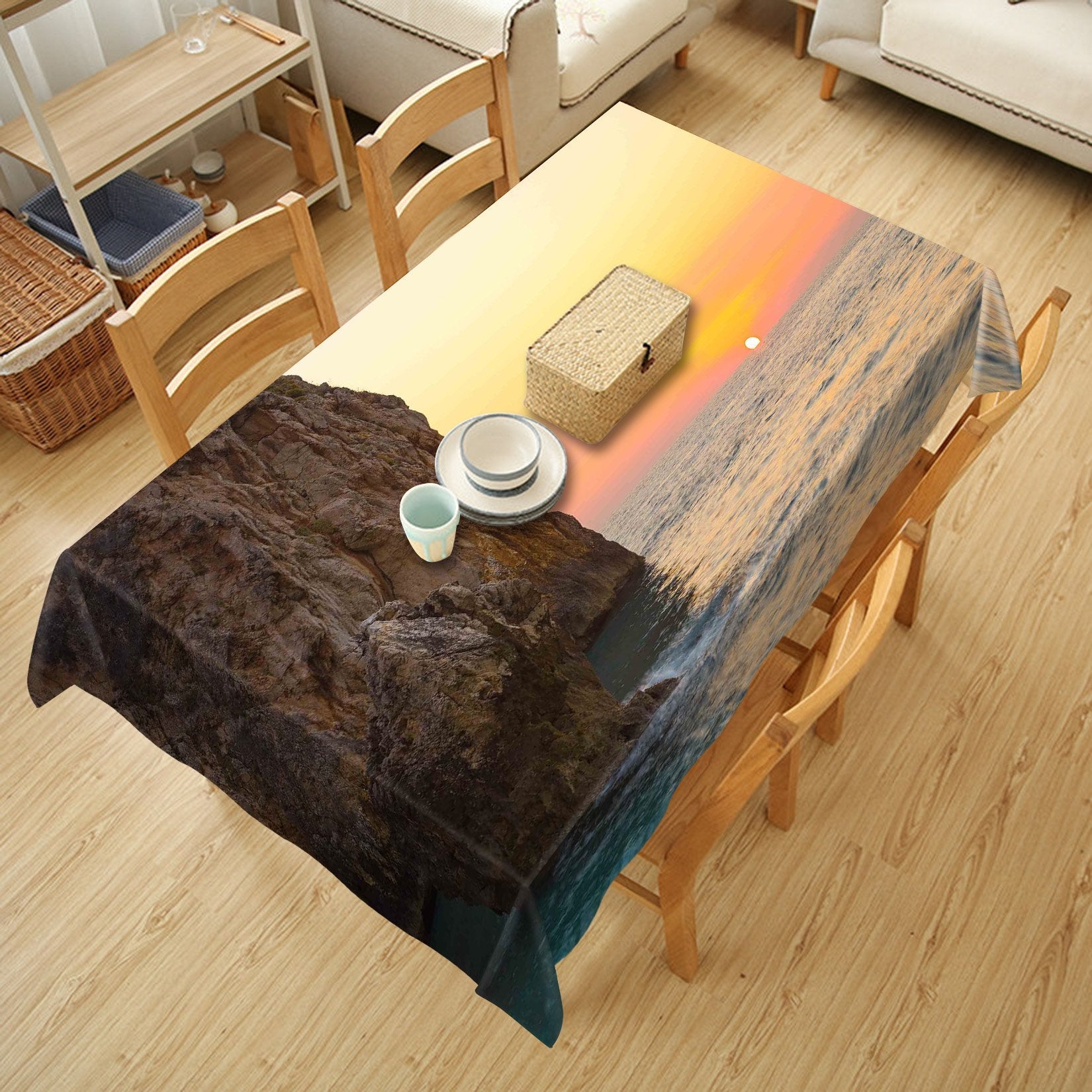 3D High Coast Sunset Sea 423 Tablecloths Wallpaper AJ Wallpaper