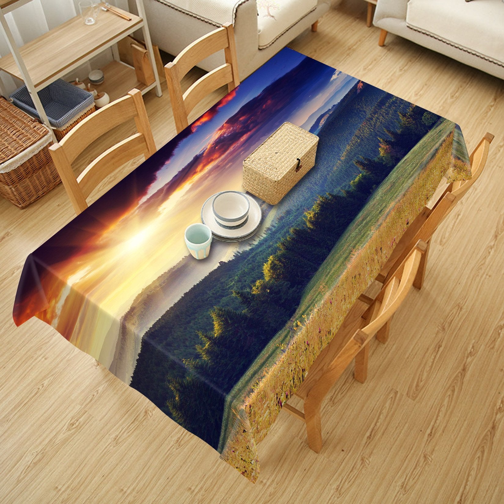3D Mountains Sunshine 370 Tablecloths Wallpaper AJ Wallpaper