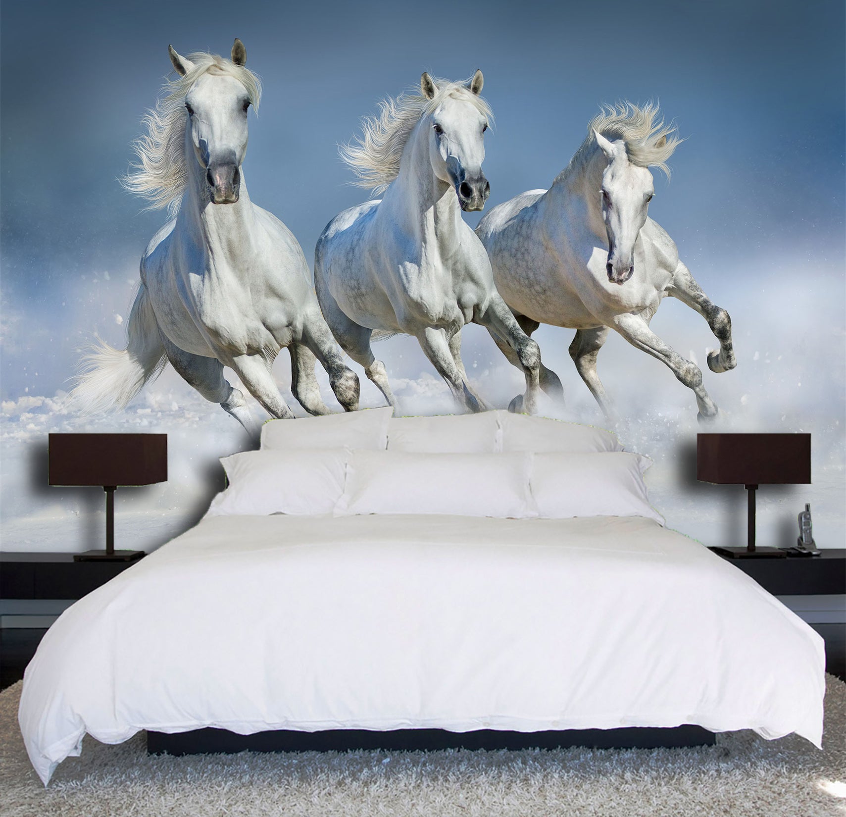 3D White Horse 1061 Wall Murals