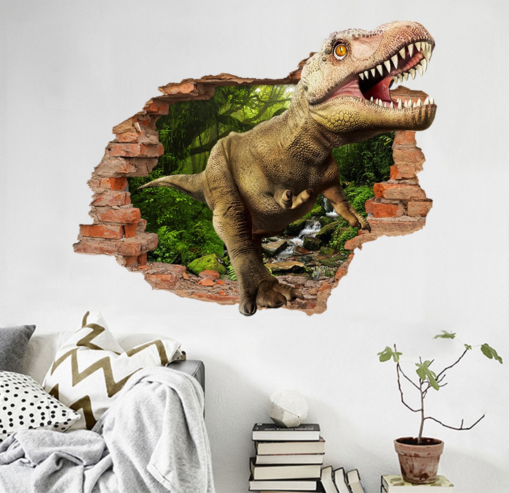 3D Forest Big Dinosaur 100 Broken Wall Murals Wallpaper AJ Wallpaper