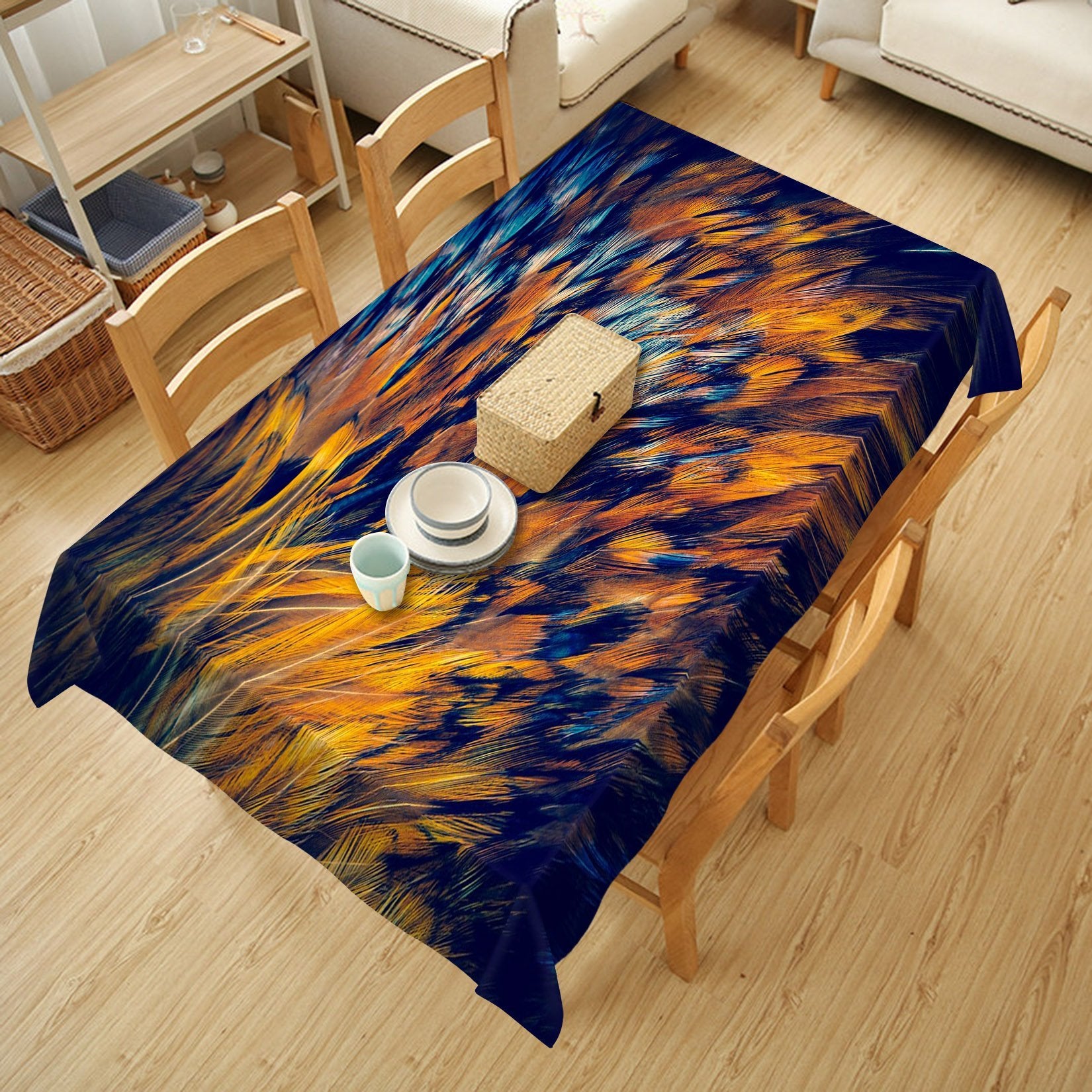 3D Golden Feather 11 Tablecloths Wallpaper AJ Wallpaper