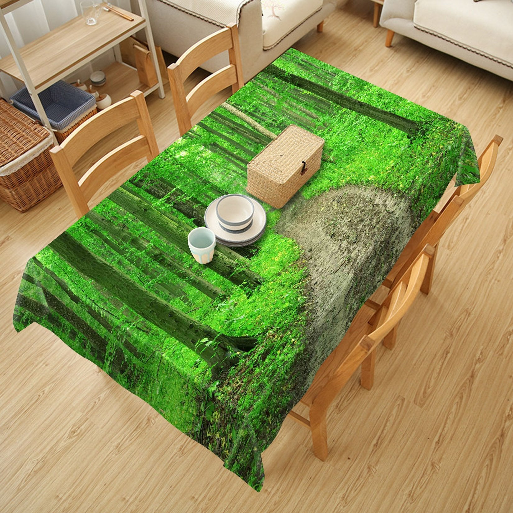 3D Green Forest Road 481 Tablecloths Wallpaper AJ Wallpaper