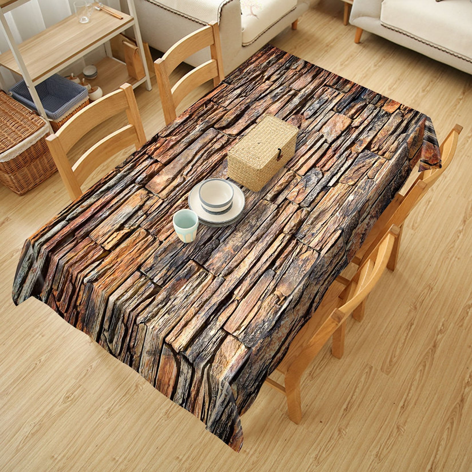 3D Stone Bricks Wall 269 Tablecloths Wallpaper AJ Wallpaper