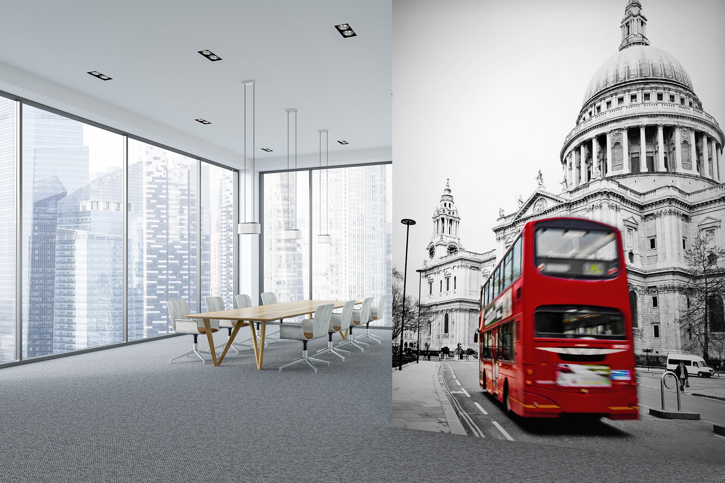 3D Castle Red Bus 435 Vehicle Wall Murals