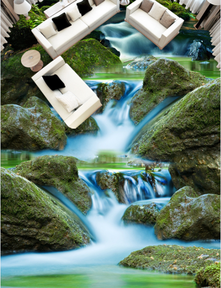 3D Flowing Stream Floor Mural Wallpaper AJ Wallpaper 2