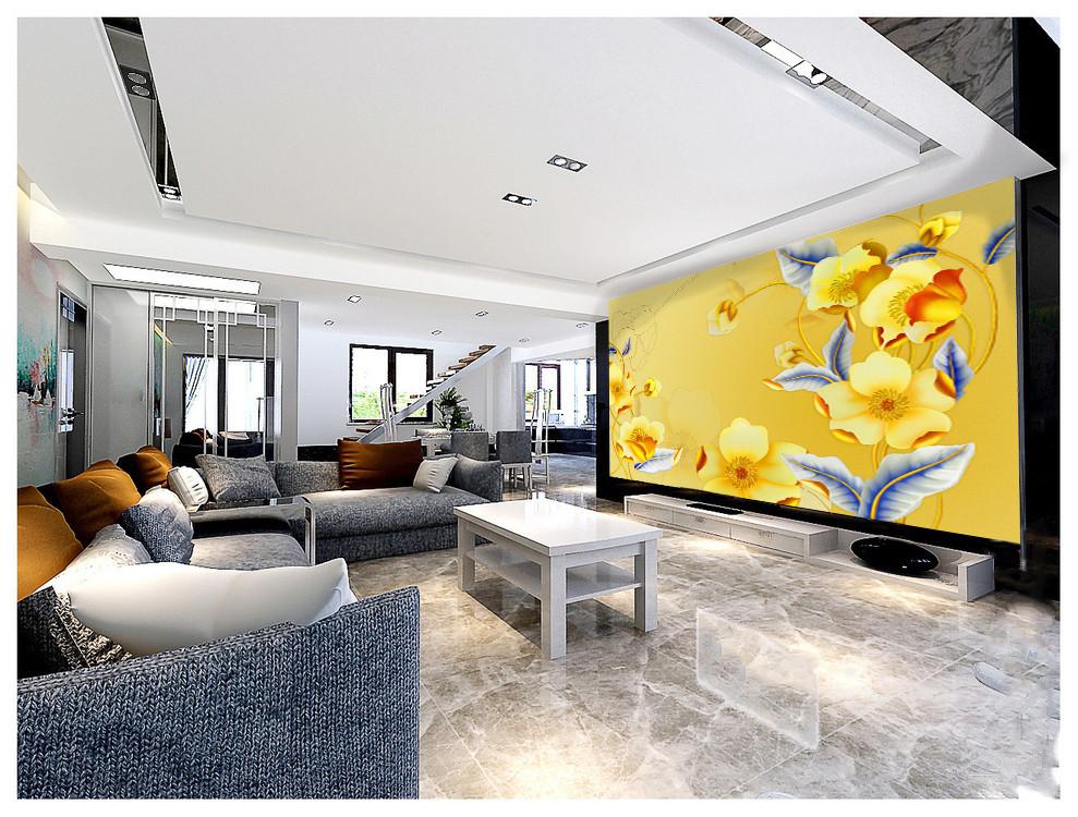 Orange Flowers Blue Leaf Wallpaper AJ Wallpaper 2