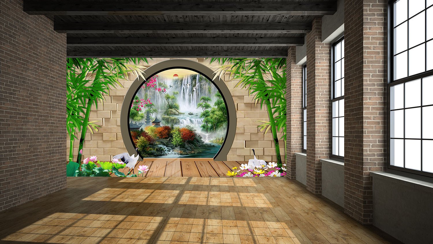 Arch Door Waterfall Wallpaper AJ Wallpaper 2