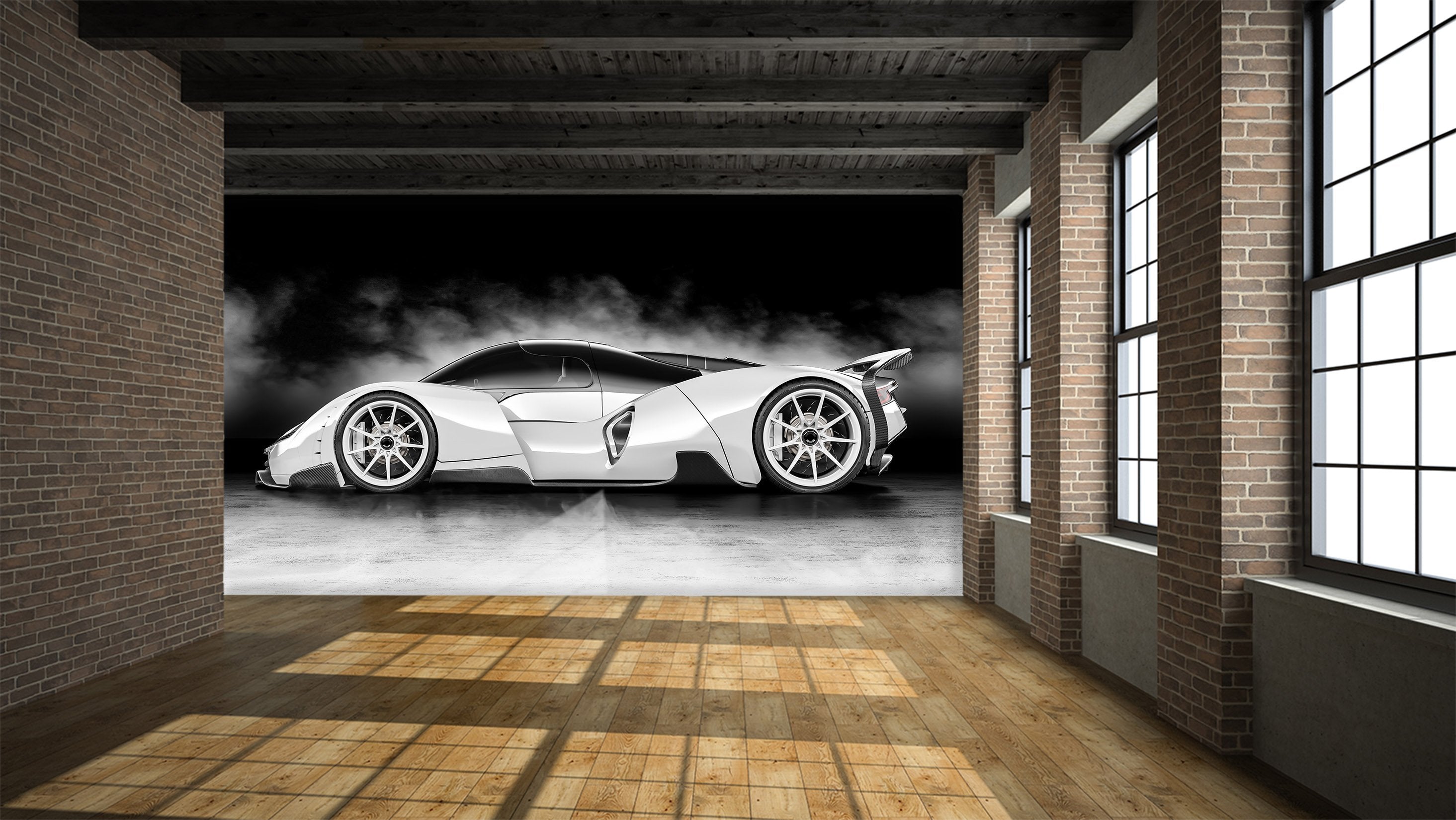 3D White Car 958 Vehicle Wall Murals Wallpaper AJ Wallpaper 2