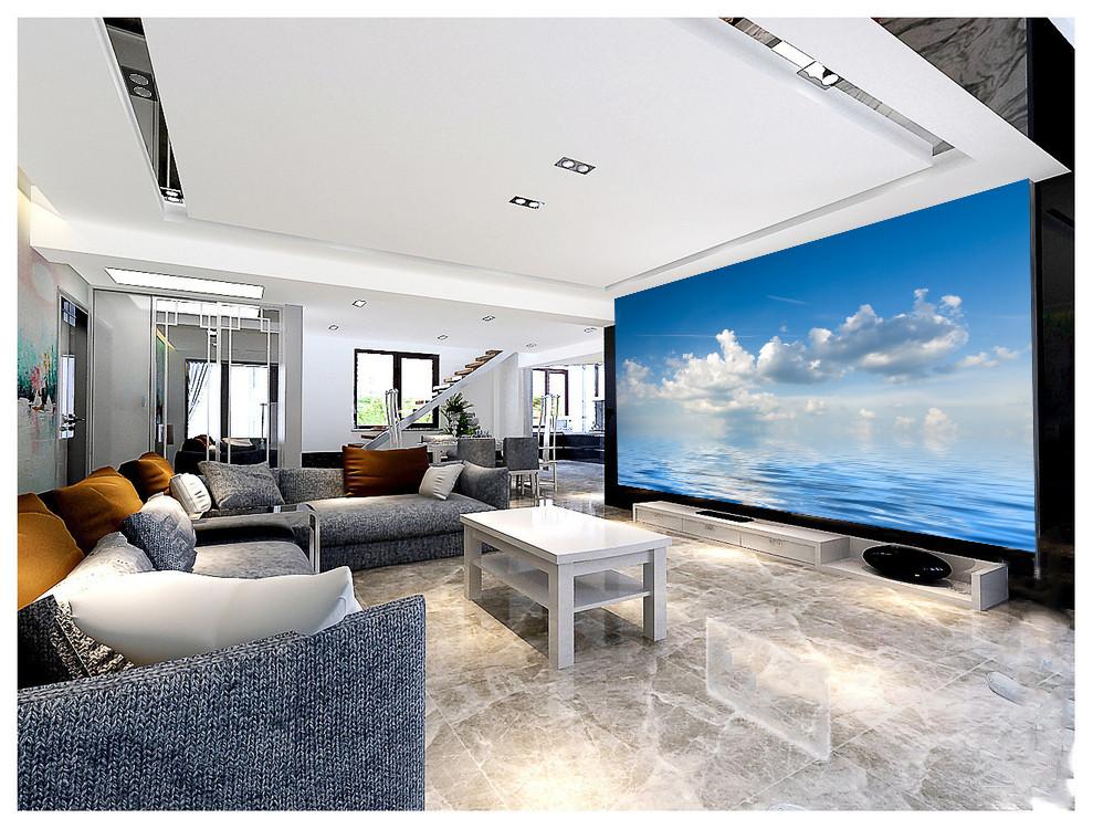 Blue Ocean White Clouds Wallpaper AJ Wallpaper