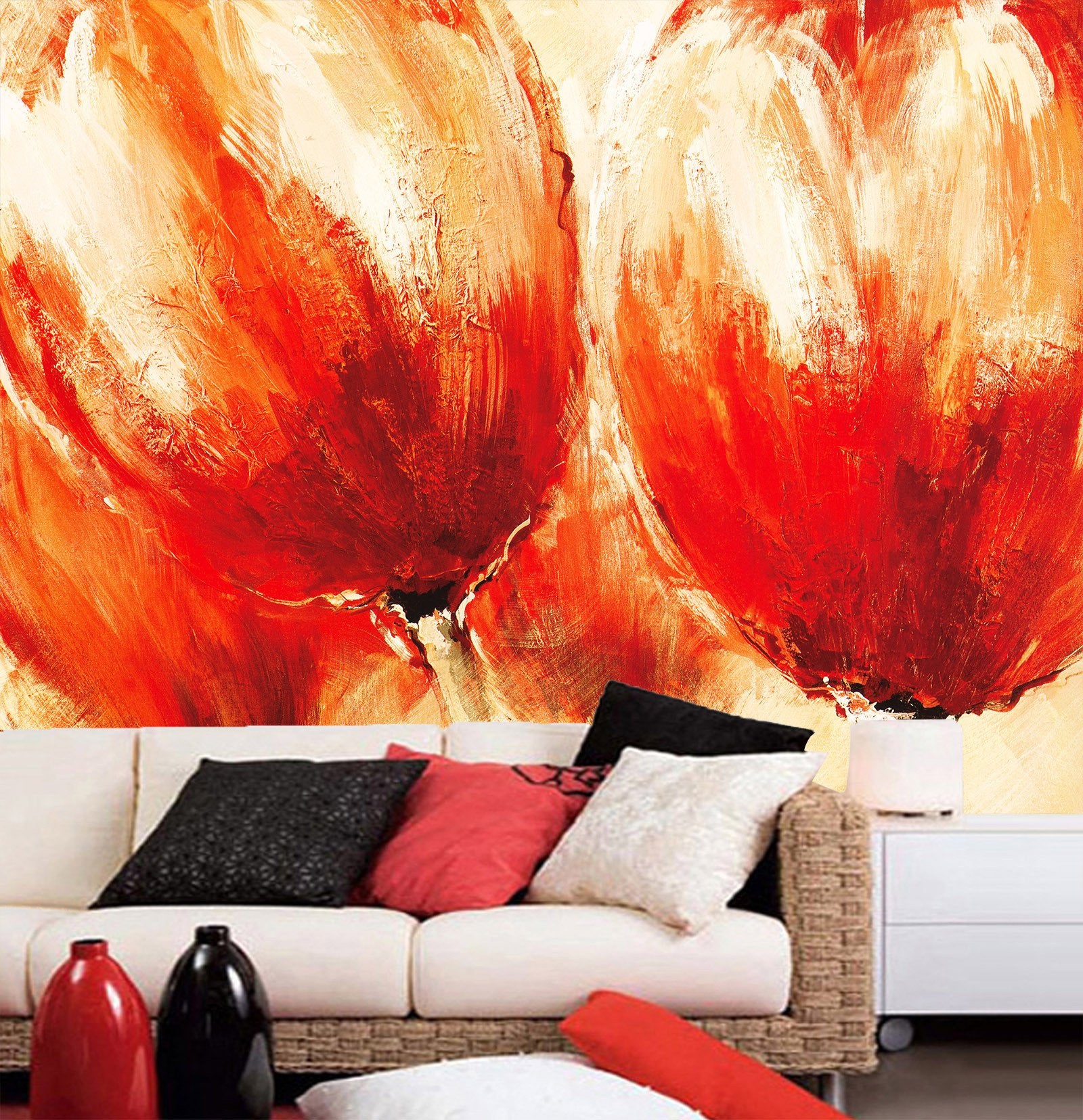 Orange Tulips Painting Wallpaper AJ Wallpaper