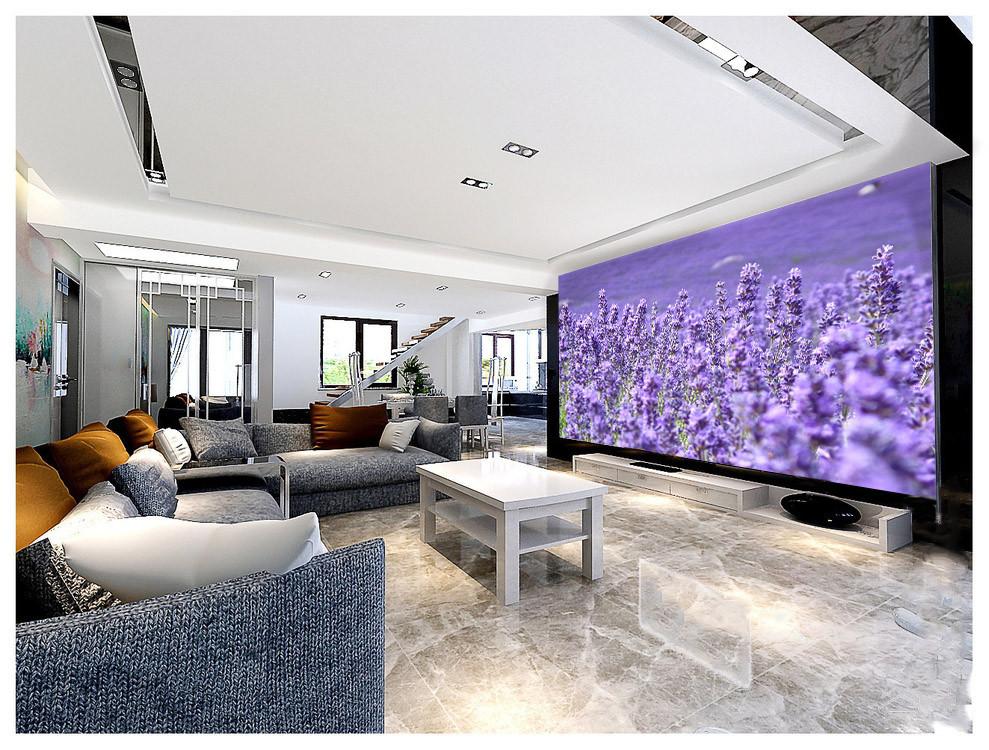 Romantic Purple Flowers Field Wallpaper AJ Wallpaper 2