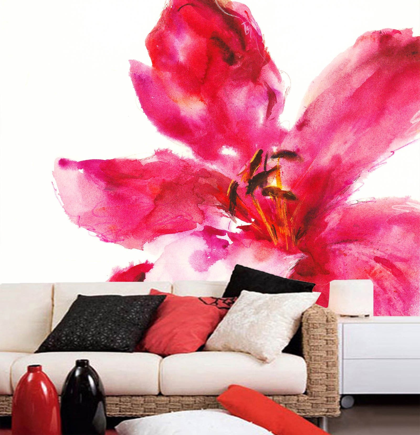 Watercolor Red Flowers Wallpaper AJ Wallpaper