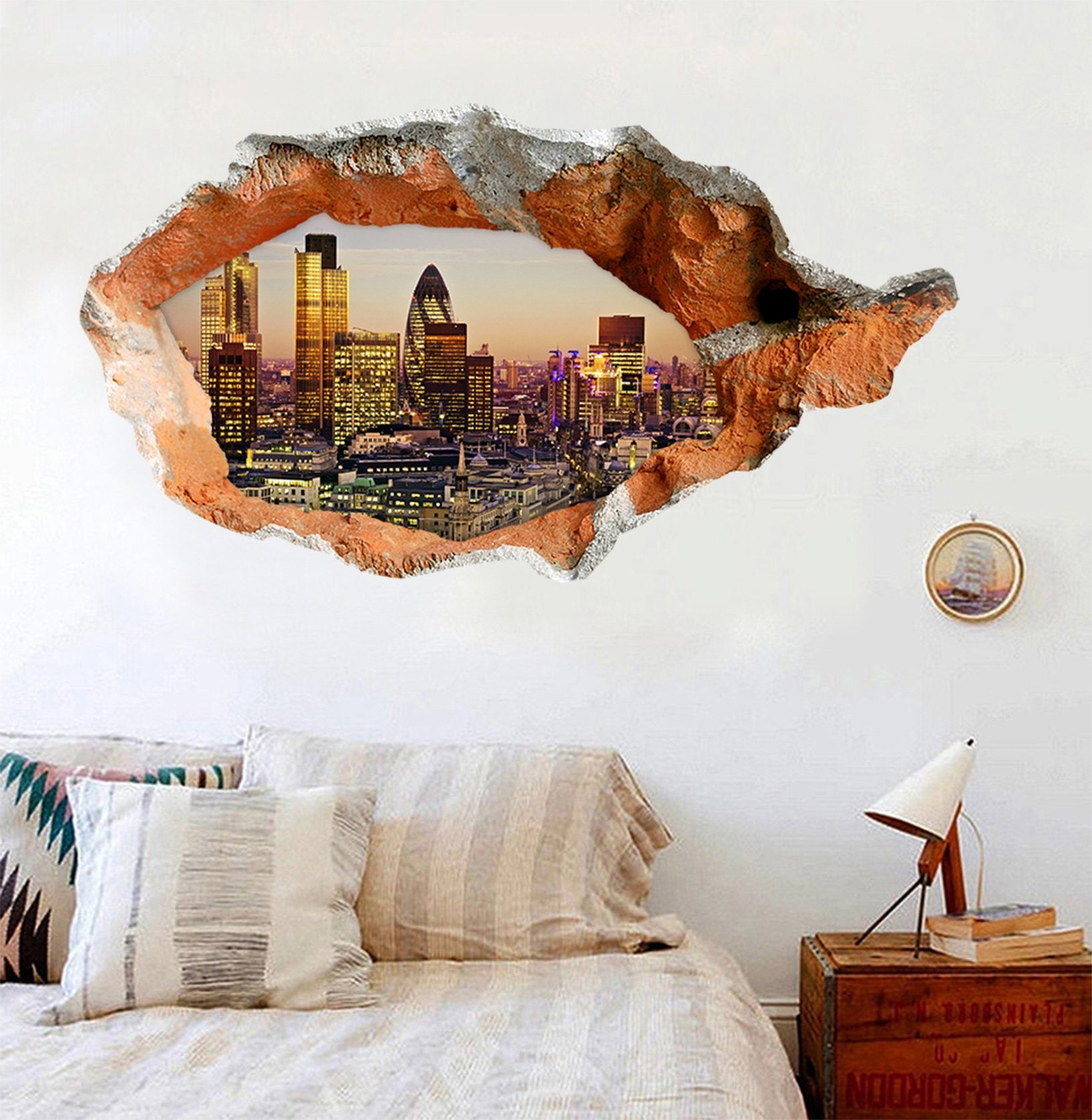 3D London Sunset Scenery 388 Broken Wall Murals Wallpaper AJ Wallpaper