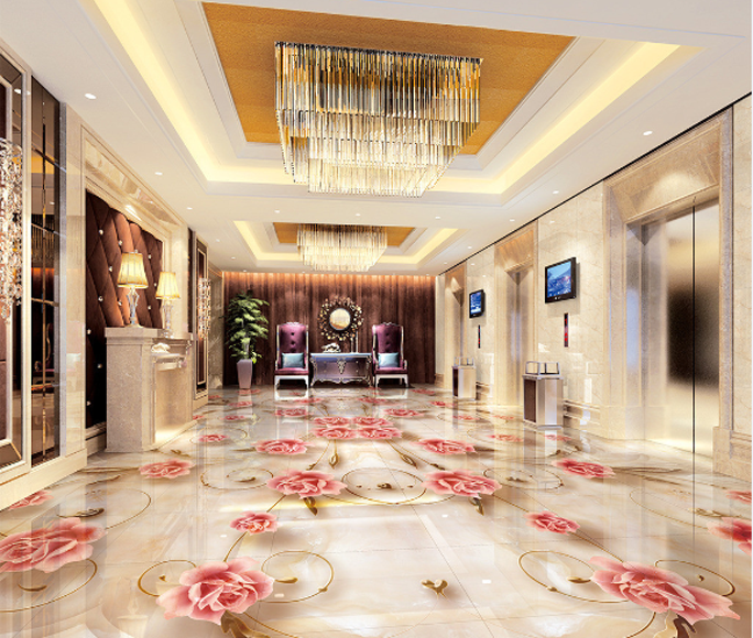 3D Pink Blossoms Floor Mural Wallpaper AJ Wallpaper 2