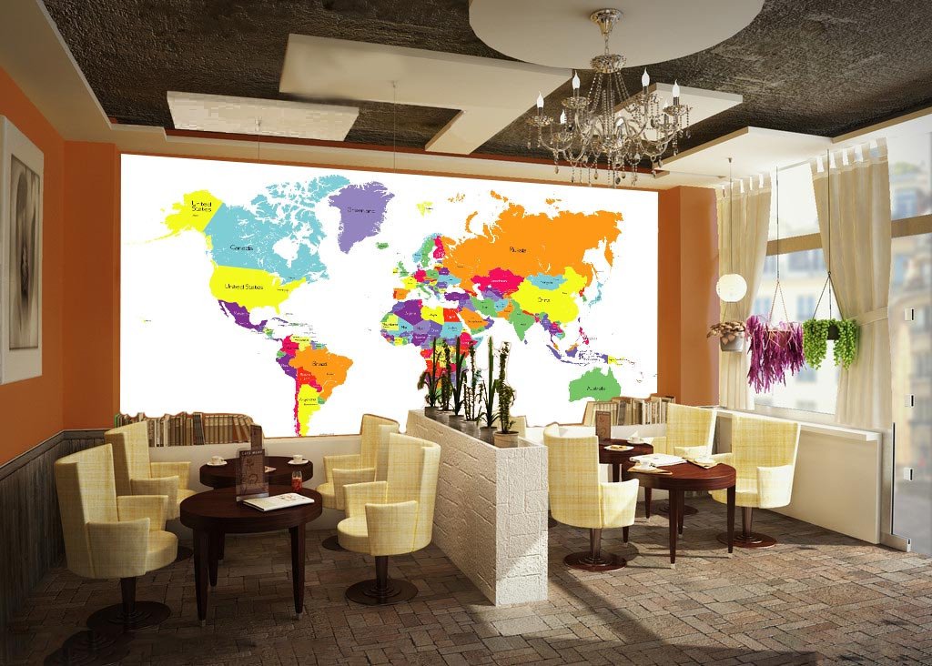 Colored World Map 3 Wallpaper AJ Wallpaper