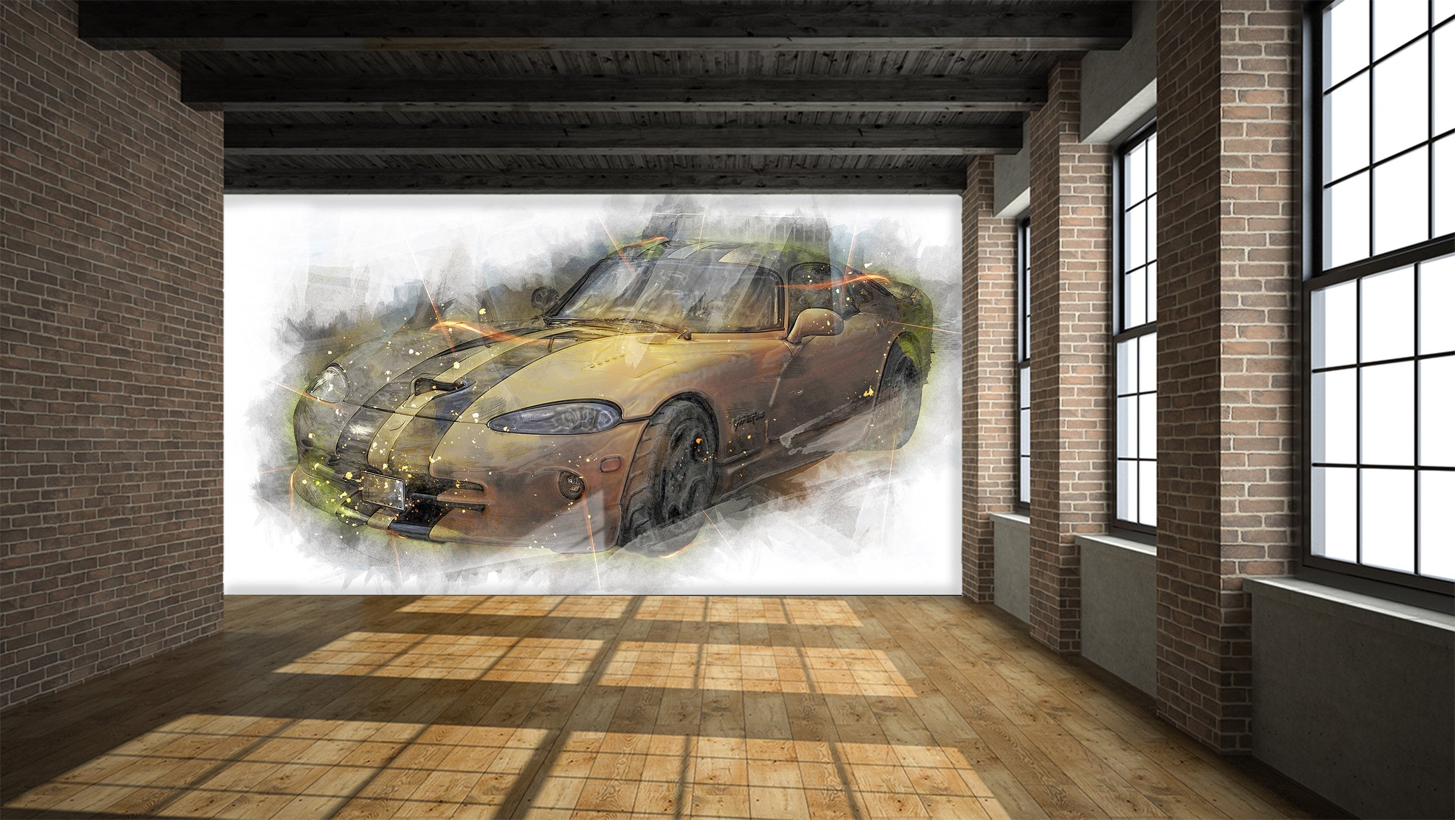 3D Golden Atuo 913 Vehicle Wall Murals Wallpaper AJ Wallpaper 2