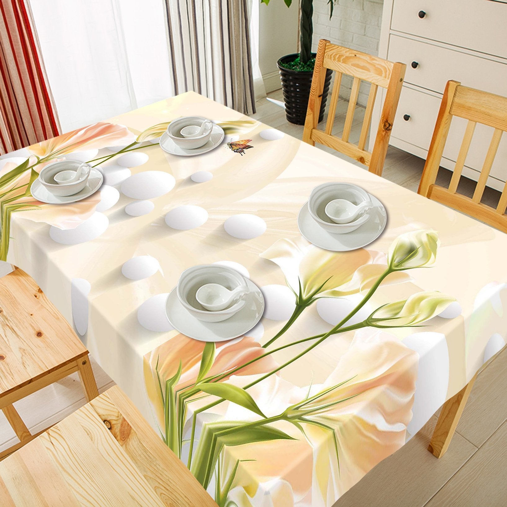 3D Flowers Butterflies 136 Tablecloths Wallpaper AJ Wallpaper