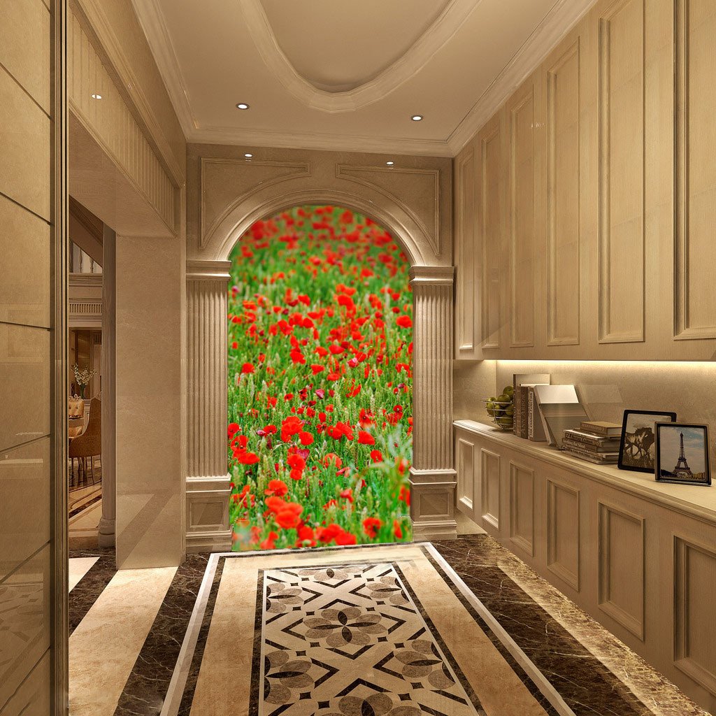 Red Flowers Field Wallpaper AJ Wallpaper