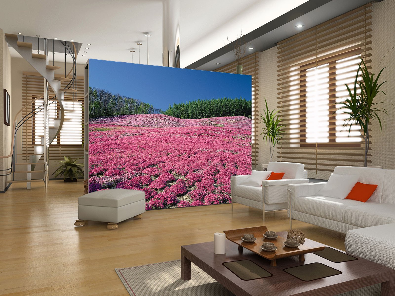 Pink Flowers Fields Wallpaper AJ Wallpaper 2