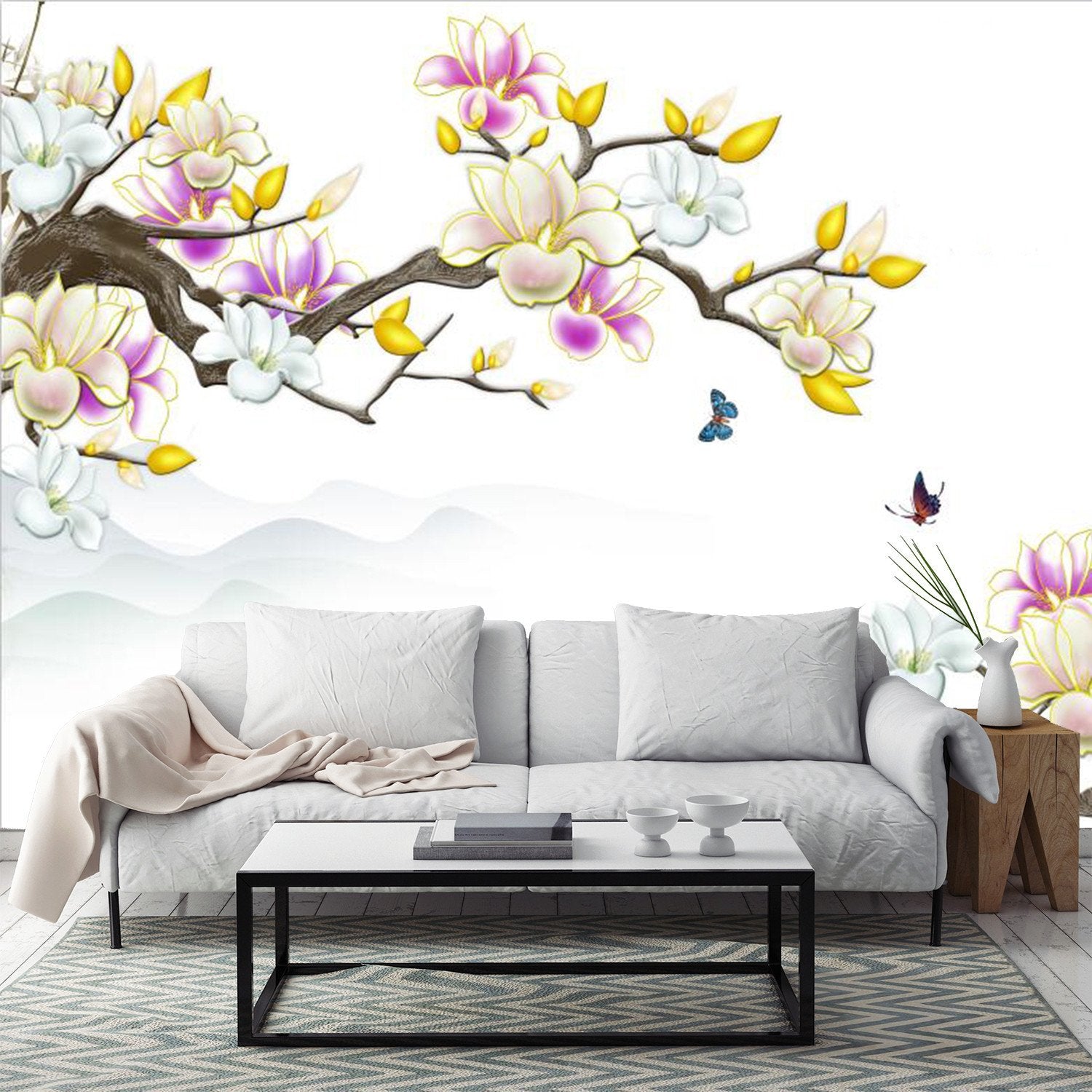 Purple And Yellow Branch Flower 76 Wallpaper AJ Wallpaper 1