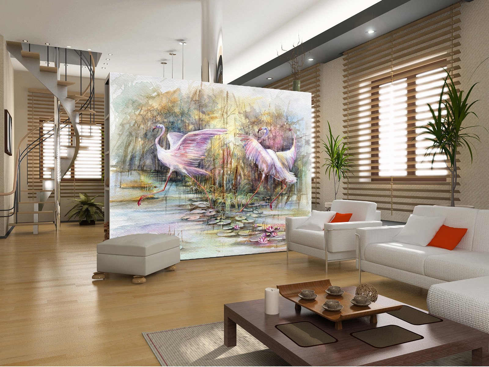 3D White Crane 756 Wallpaper AJ Wallpaper