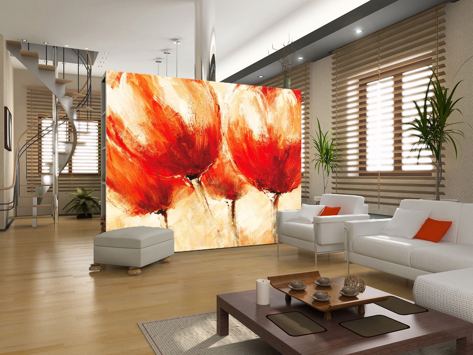 Orange Tulips Painting Wallpaper AJ Wallpaper