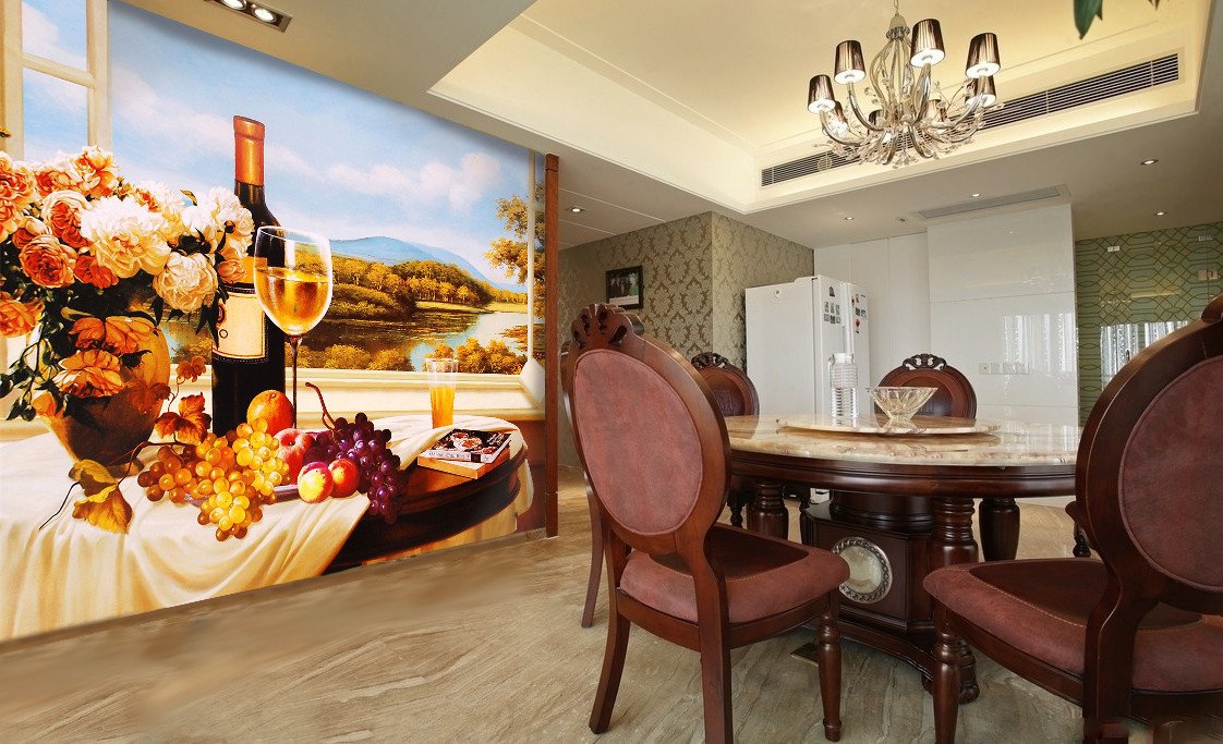 3D Yellow Wine 021 Wallpaper AJ Wallpaper