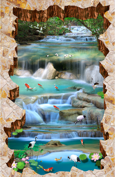 3D Forest Stream Floor Mural Wallpaper AJ Wallpaper 2