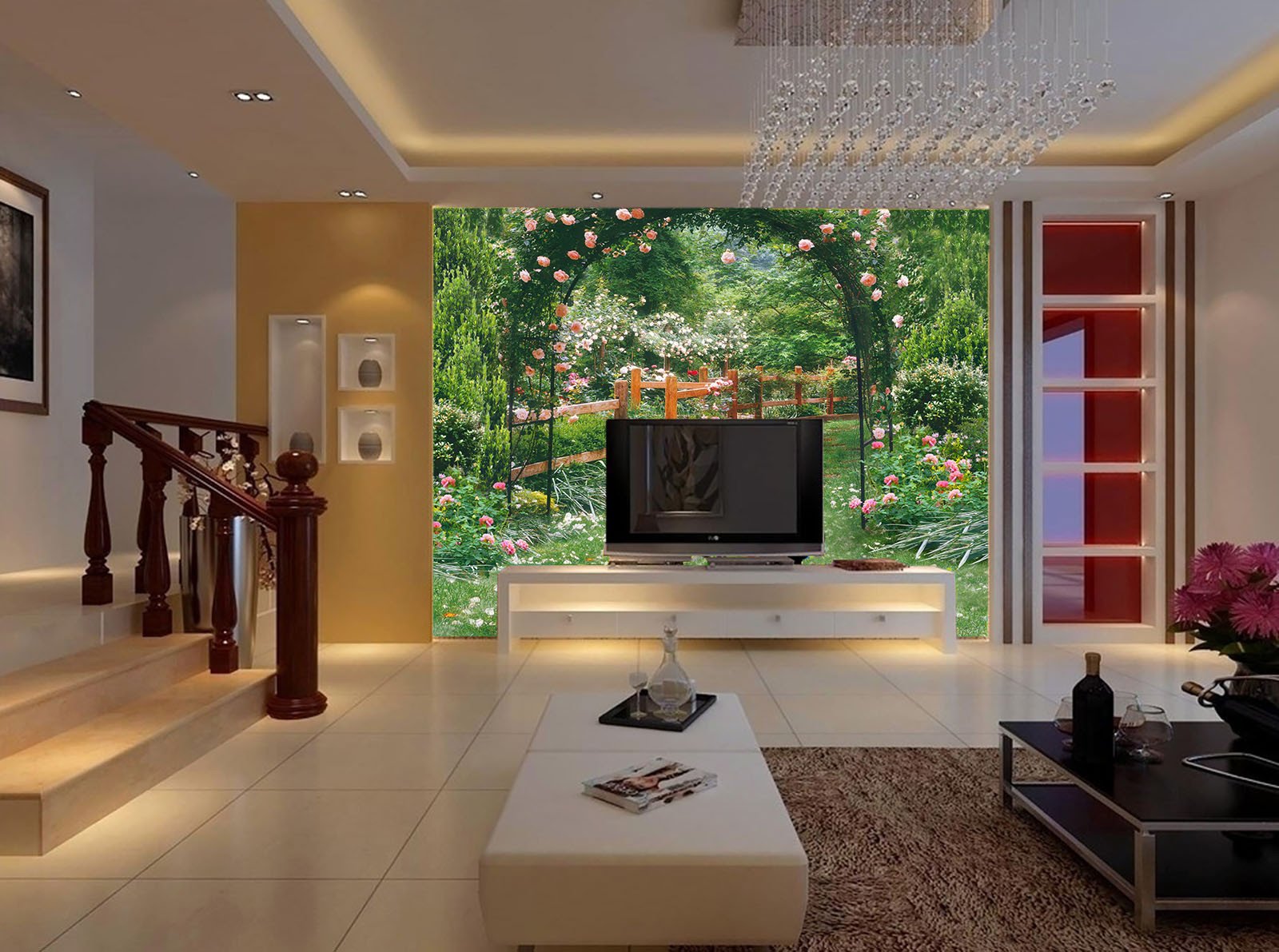 Romantic Flowers Door Wallpaper AJ Wallpaper