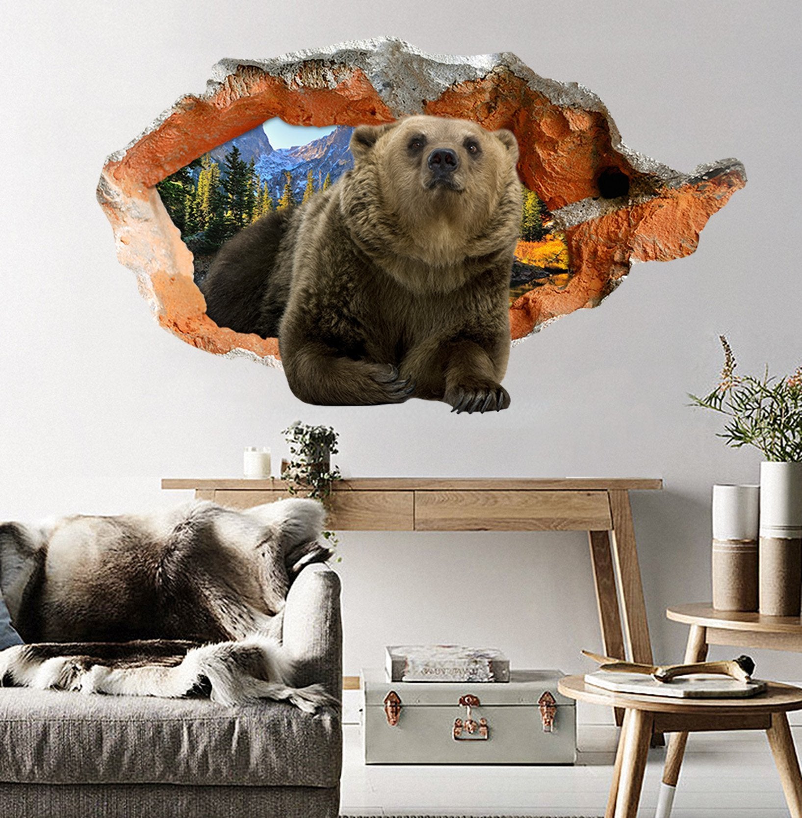 3D Lovely Bear 97 Broken Wall Murals Wallpaper AJ Wallpaper