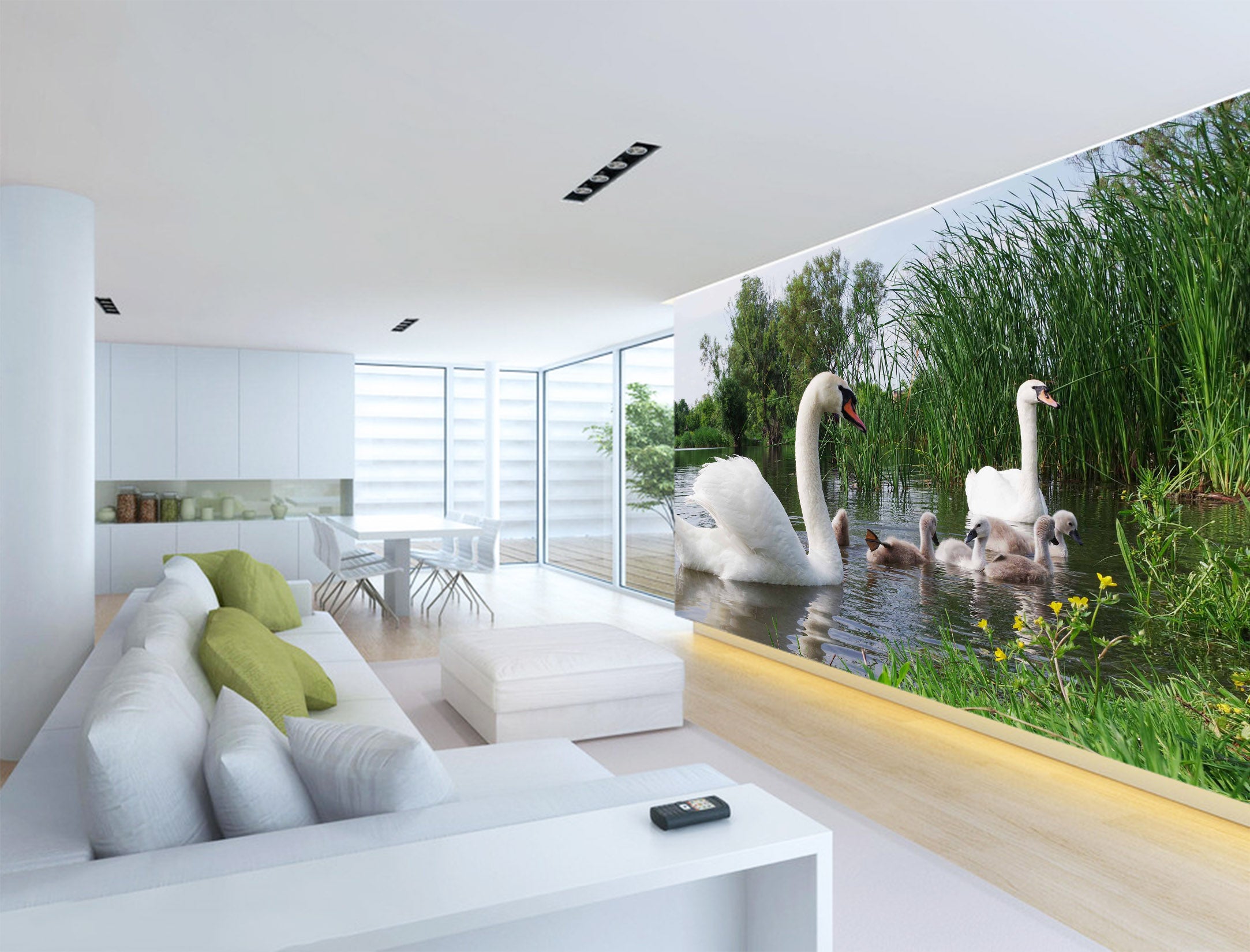 3D Swan Lake 1074 Wall Murals