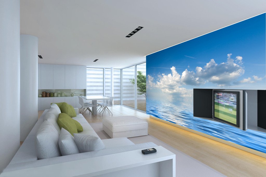 Blue Ocean White Clouds Wallpaper AJ Wallpaper