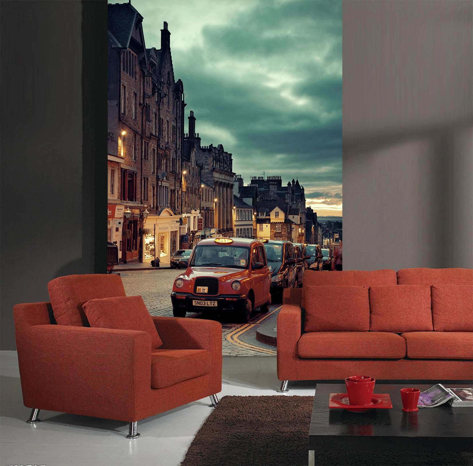 3D Taxi Cloud 445 Vehicle Wall Murals