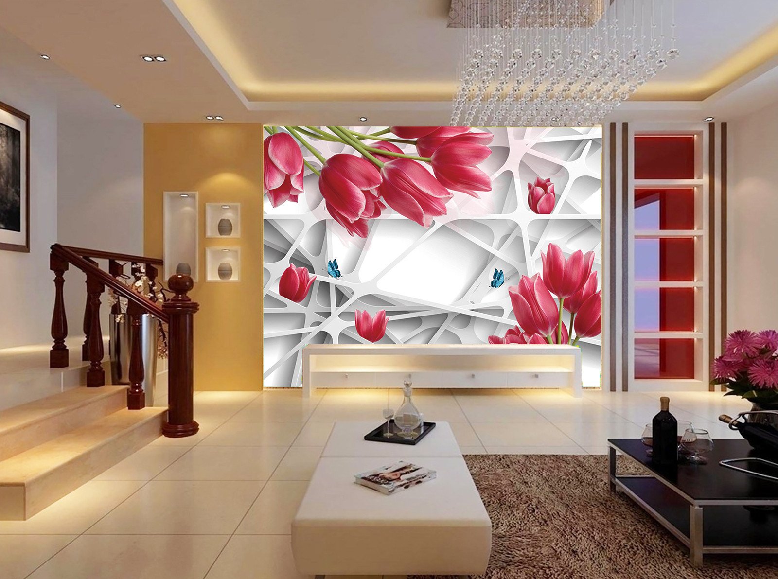3D Red Tulip Bouquet 451 Wallpaper AJ Wallpaper 2