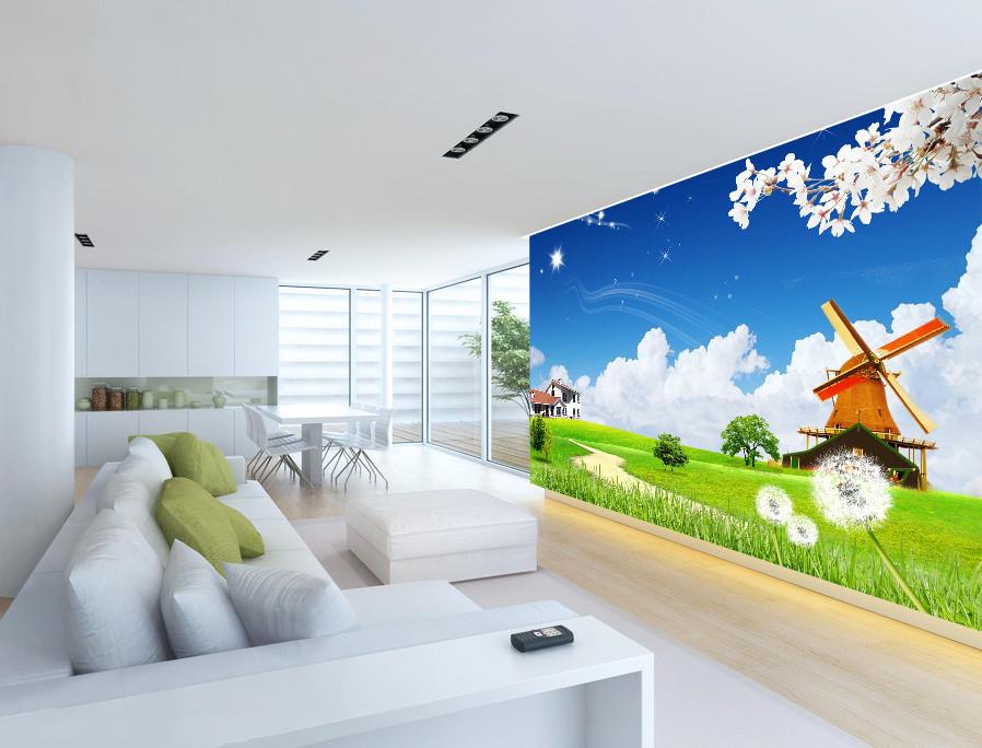 3D Windmill Sky Blue 57 Wallpaper AJ Wallpaper