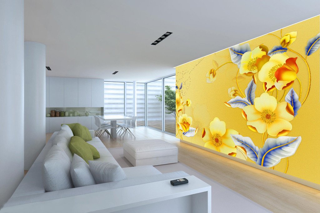 Orange Flowers Blue Leaf Wallpaper AJ Wallpaper 2