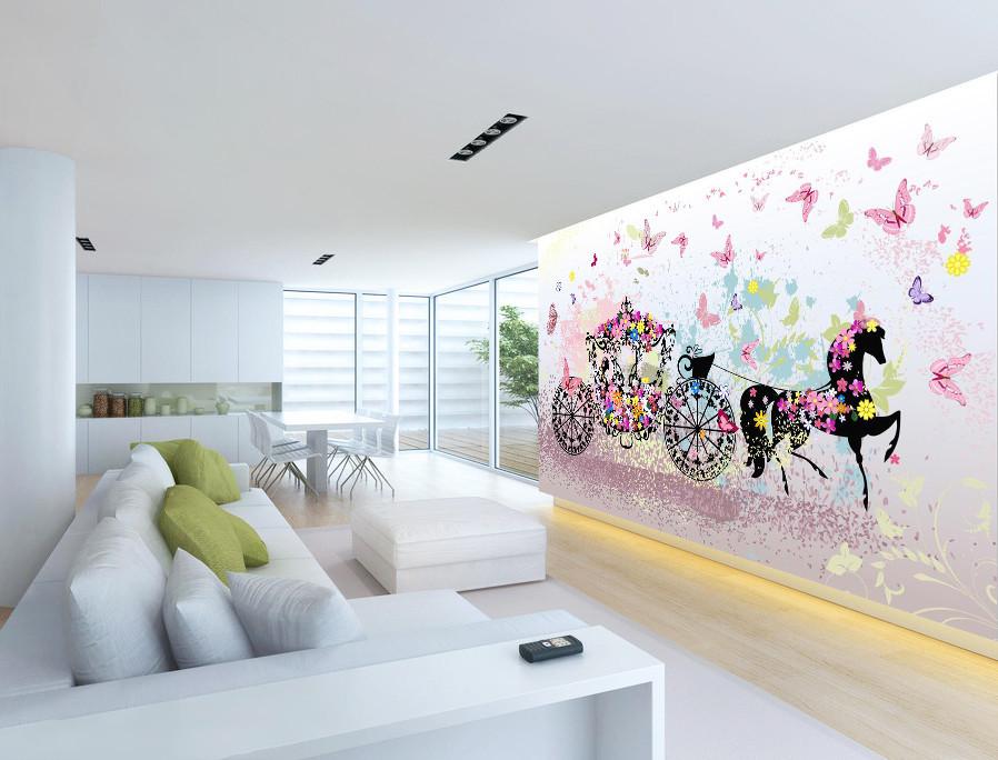 3D Horse Car Flowers 587 Wallpaper AJ Wallpaper