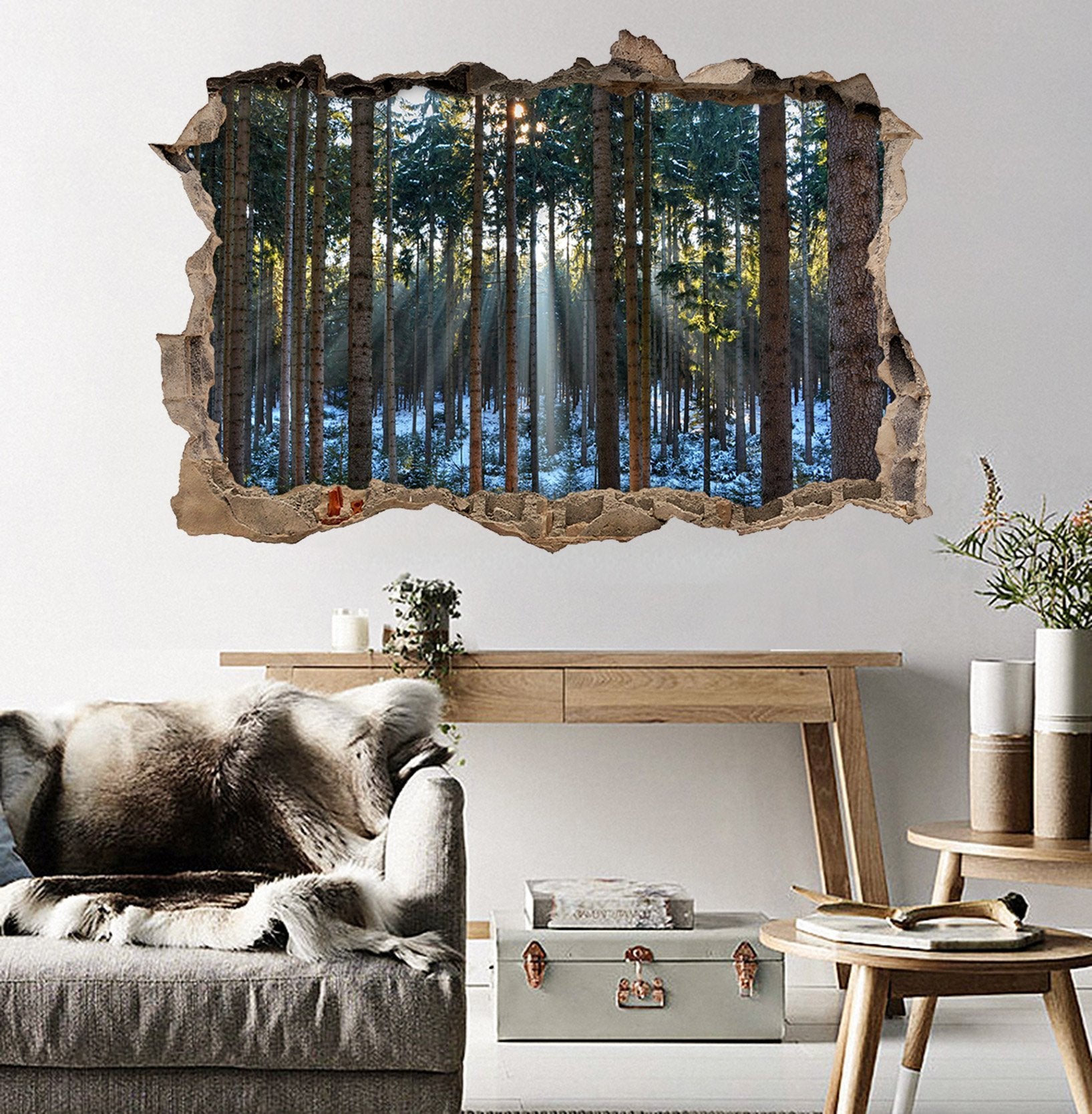 3D Snow Forest Sunshine 320 Broken Wall Murals Wallpaper AJ Wallpaper