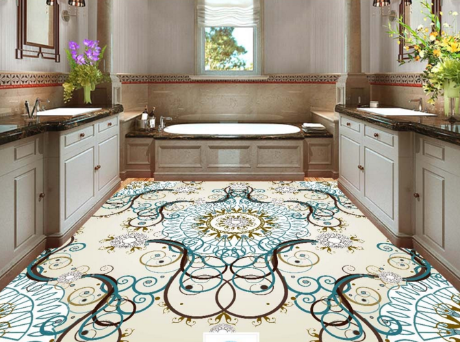 3D Colored Pattern 310 Floor Mural Wallpaper Murals Rug & Mat Print Epoxy waterproof bath floor
