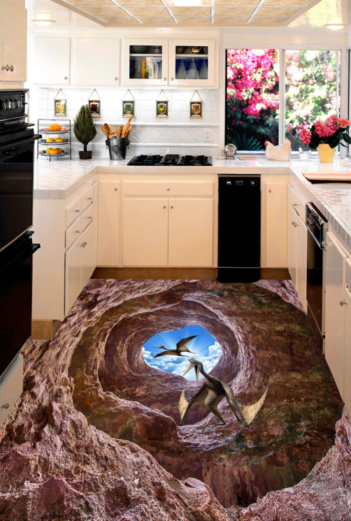 3D Valley Pterodactyl 378 Floor Mural Wallpaper Murals Rug & Mat Print Epoxy waterproof bath floor