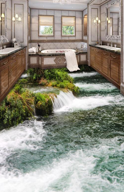 3D Boiling Rivers Floor Mural Wallpaper AJ Wallpaper 2