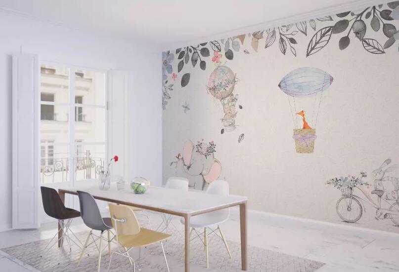 3D Elephant Bunny WG509 Wall Murals